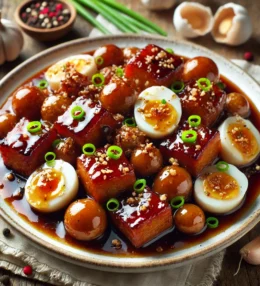 Pork Belly with Boiled Eggs in Oyster Sauce